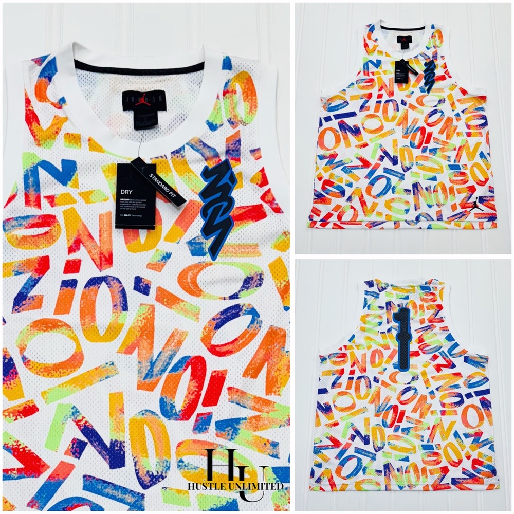 RARE Nike Air Jordan Zion Williams Multicolor Dri-Fit Basketball Jersey Men’s XL
